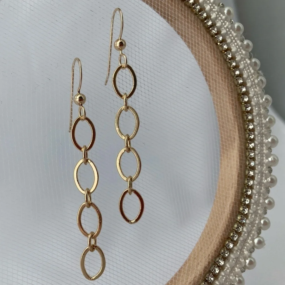 FEMININE Gold Chain Earrings  2 Inches